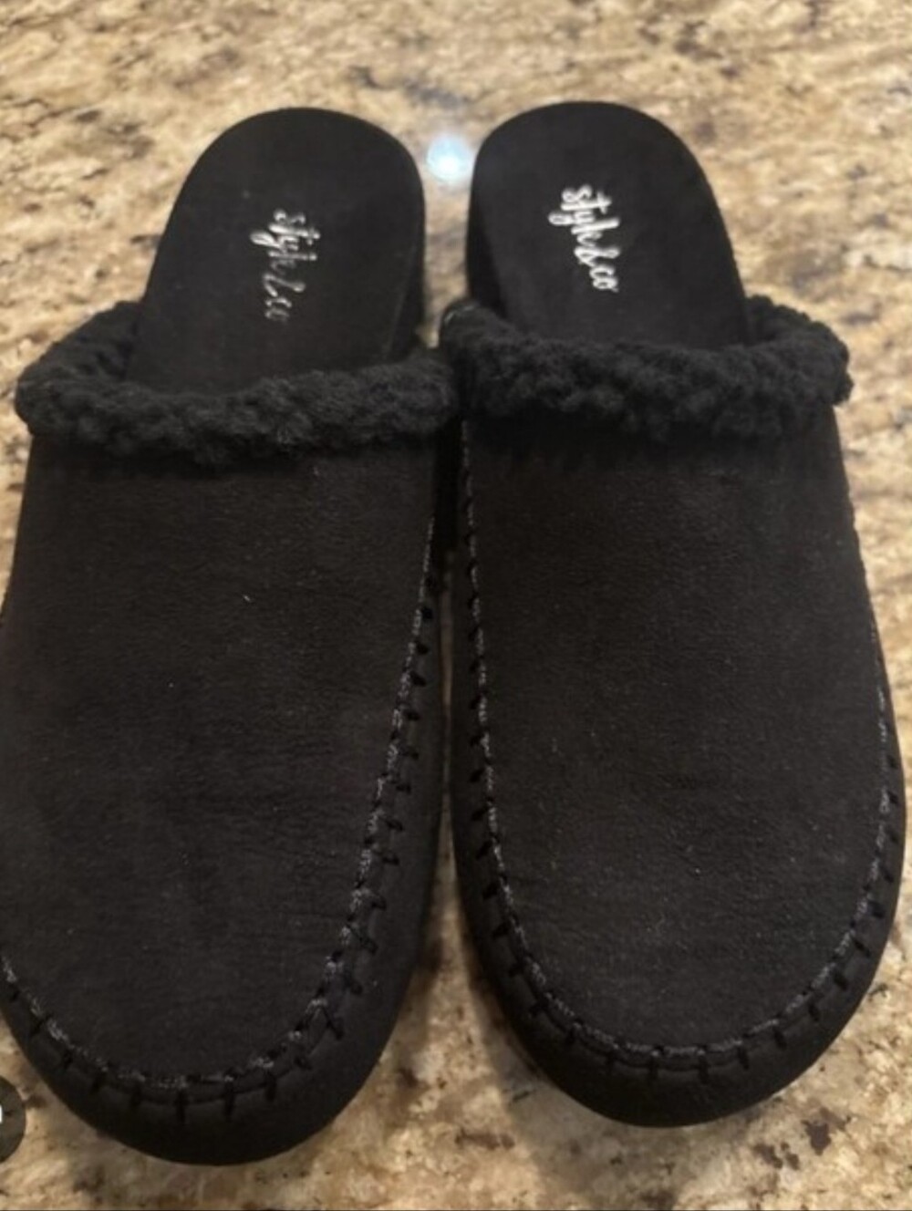 New Never Worn -Style & Co. Black Faux-Suede Slip-On Mule Slippers Womens 10